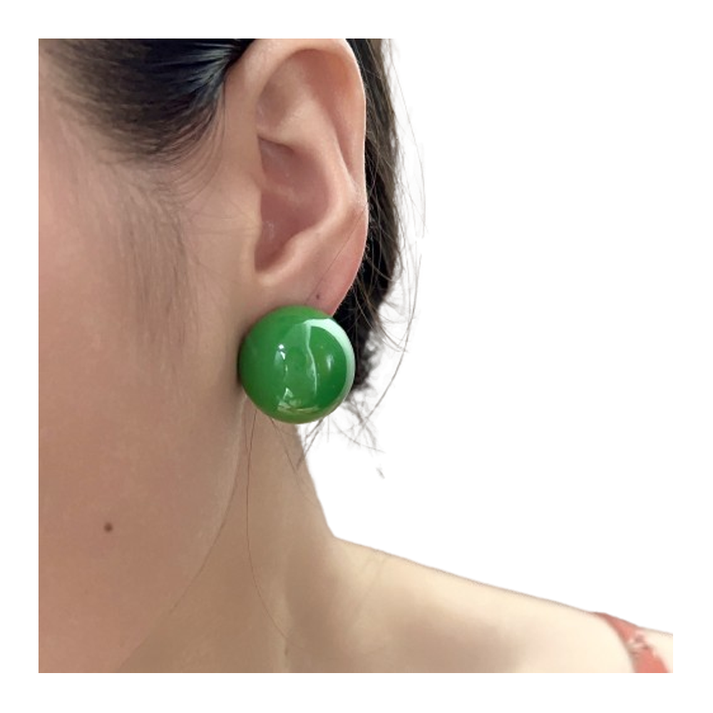 Pearl Moon Big Earrings - Green - JE-008