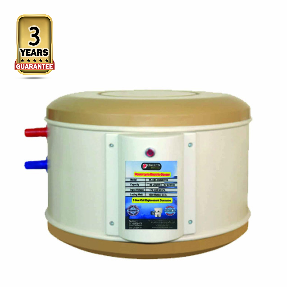 Power Lynx Automatic Electric Water Geyser - 50 Liter - Off White and Golden 