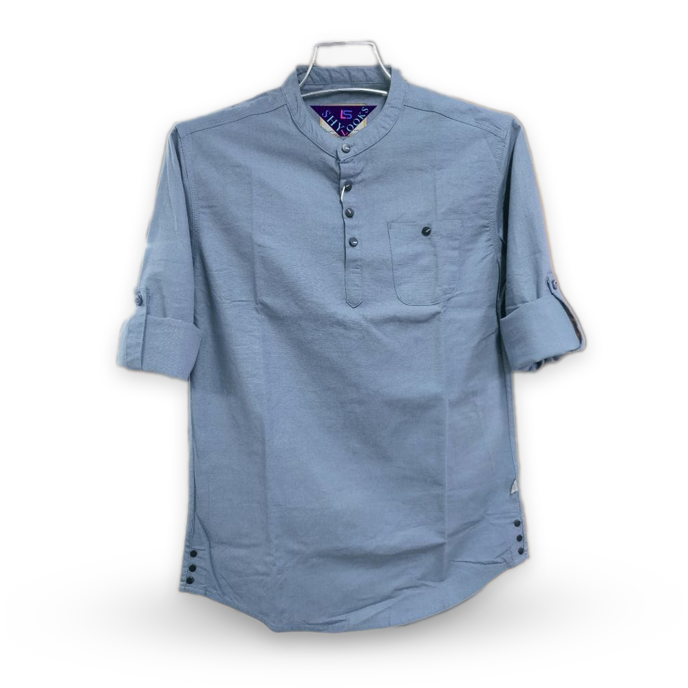 Cotton Full Sleeve Katua For Men - Blue Gray - OP205