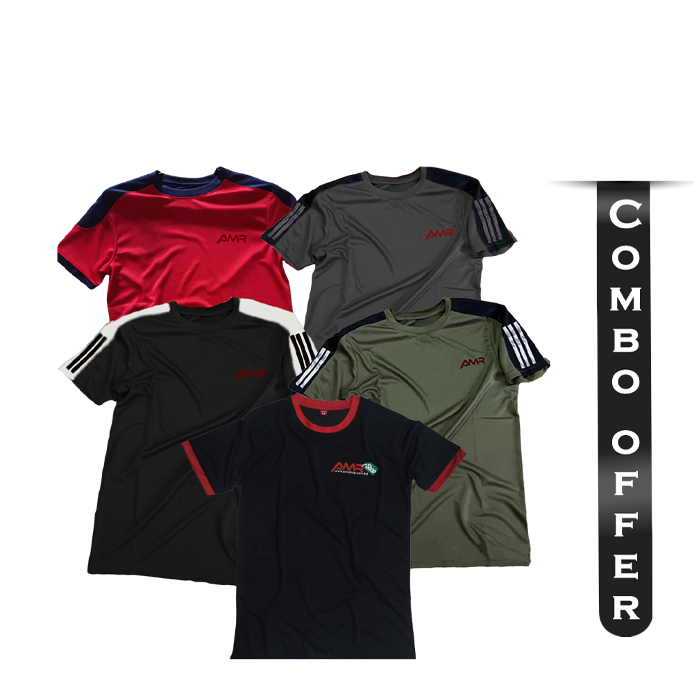 Combo Of 5 Pcs Mesh Half Sleeve T-Shirt For Men - Multicolor - T5-7
