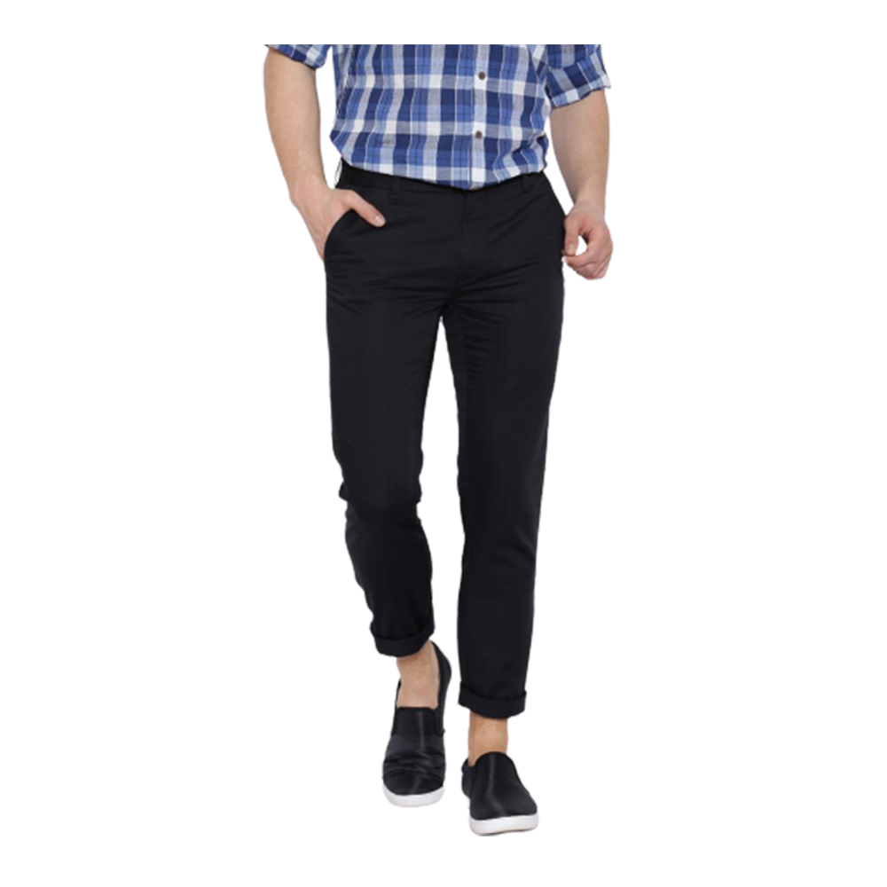 Cotton Chinos Gabardine Pant For Men - Deep Black - NZ-3201