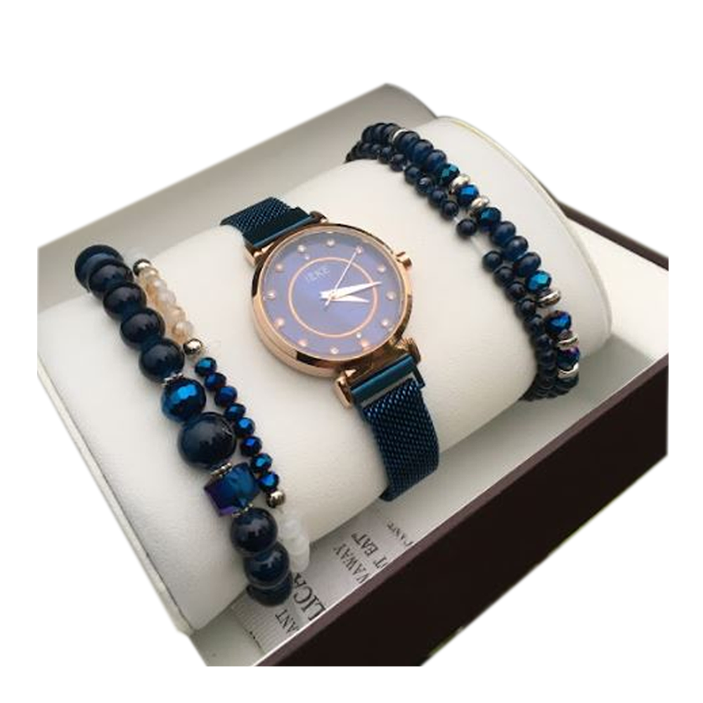 IEKE Stainless Steel Analog Watch For Women - Blue and Golden