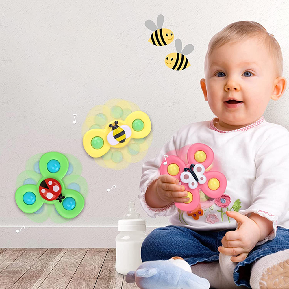 Set Of 3Pcs Baby Colorful Educational Spinner Toy For Kids - Multicolor