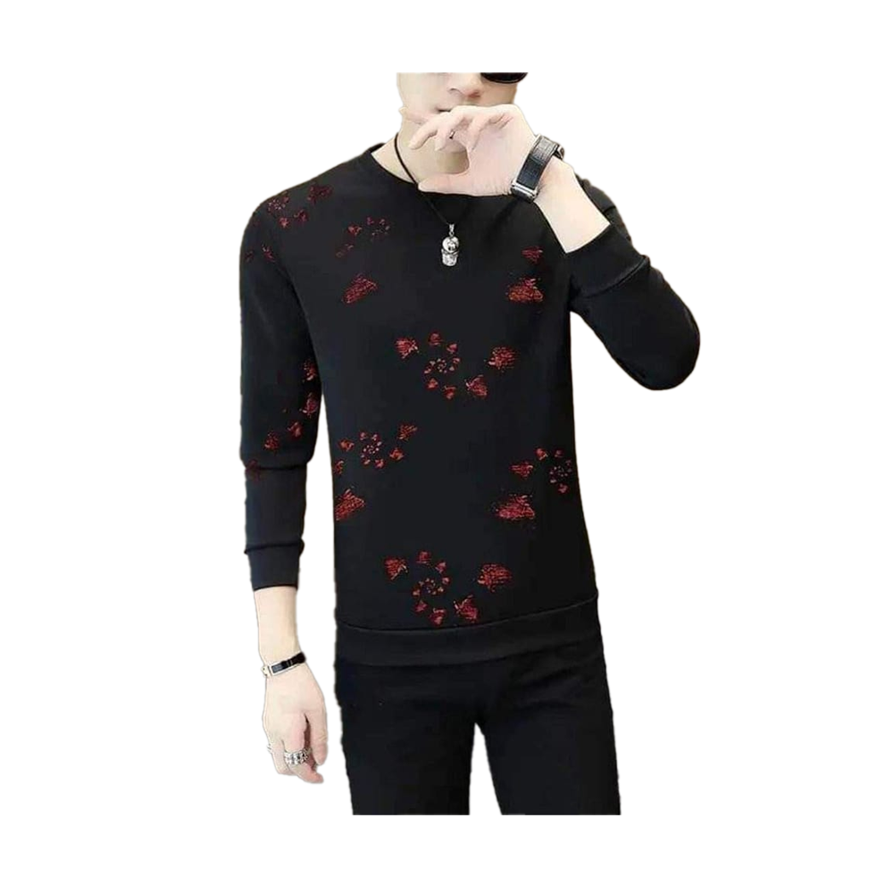 Full Sleeve Casual T Shirt For Men - TSH-29 - Black And Red
