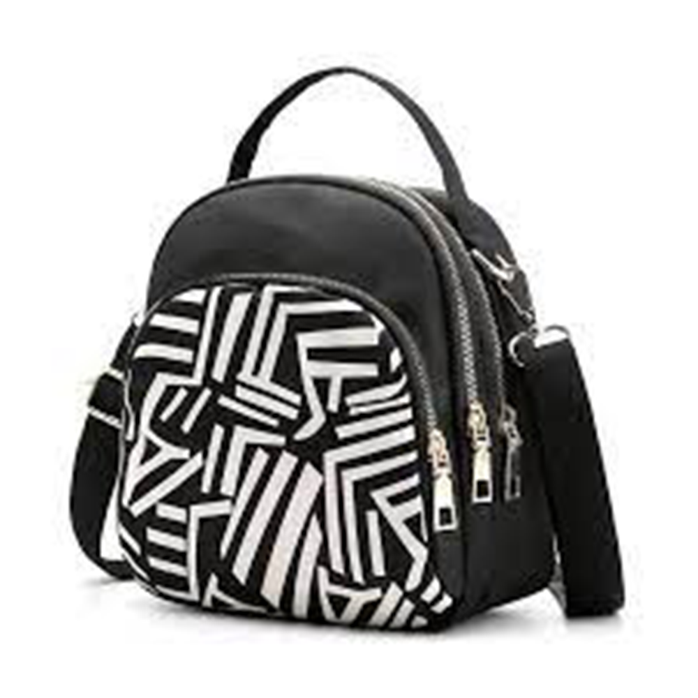 Cat Multilayer Crossbody And Shoulder School Bag For Girls - Black And White - MS BAG 31