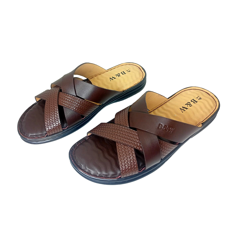 B&W Leather Sandal For Men - Chocolate - BW10530