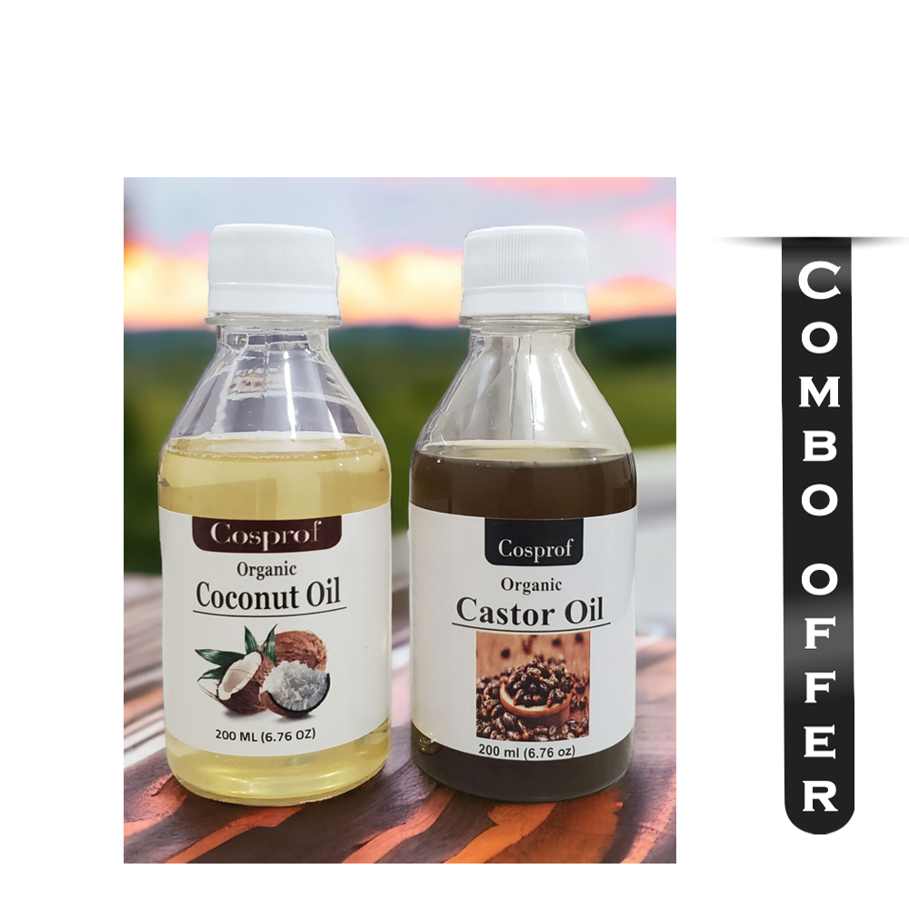Combo of Cosprof Organic Castor Oil - 200ml And Coconut Oil - 200ml