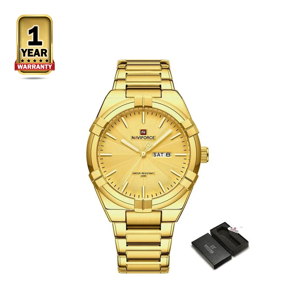 Naviforce 9218 Stainless Steel Casual Analog Wristwatch for Men - Gold