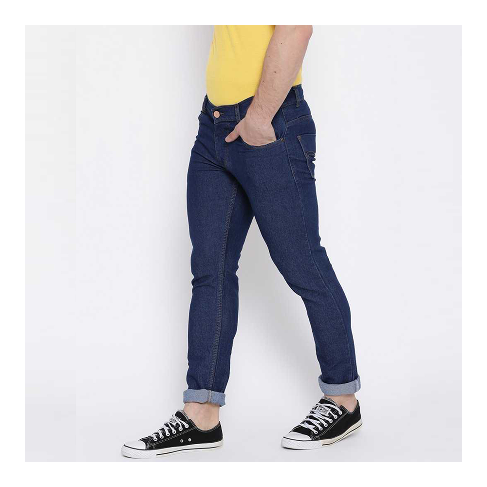 Cotton Semi Stretch Denim Jeans Pant For Men - Dark Blue - NZ-13014