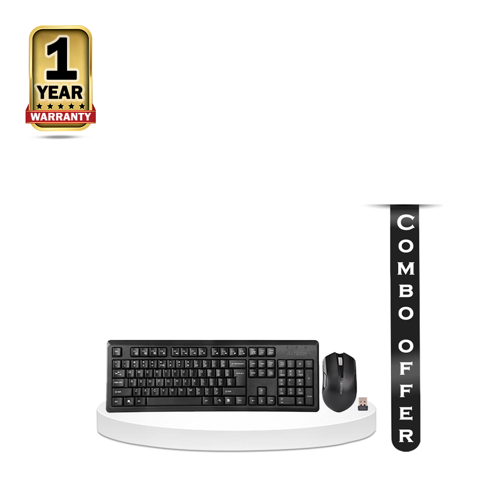  Combo Of 2 A4TECH 4200N Wireless Keyboard Mouse - Black