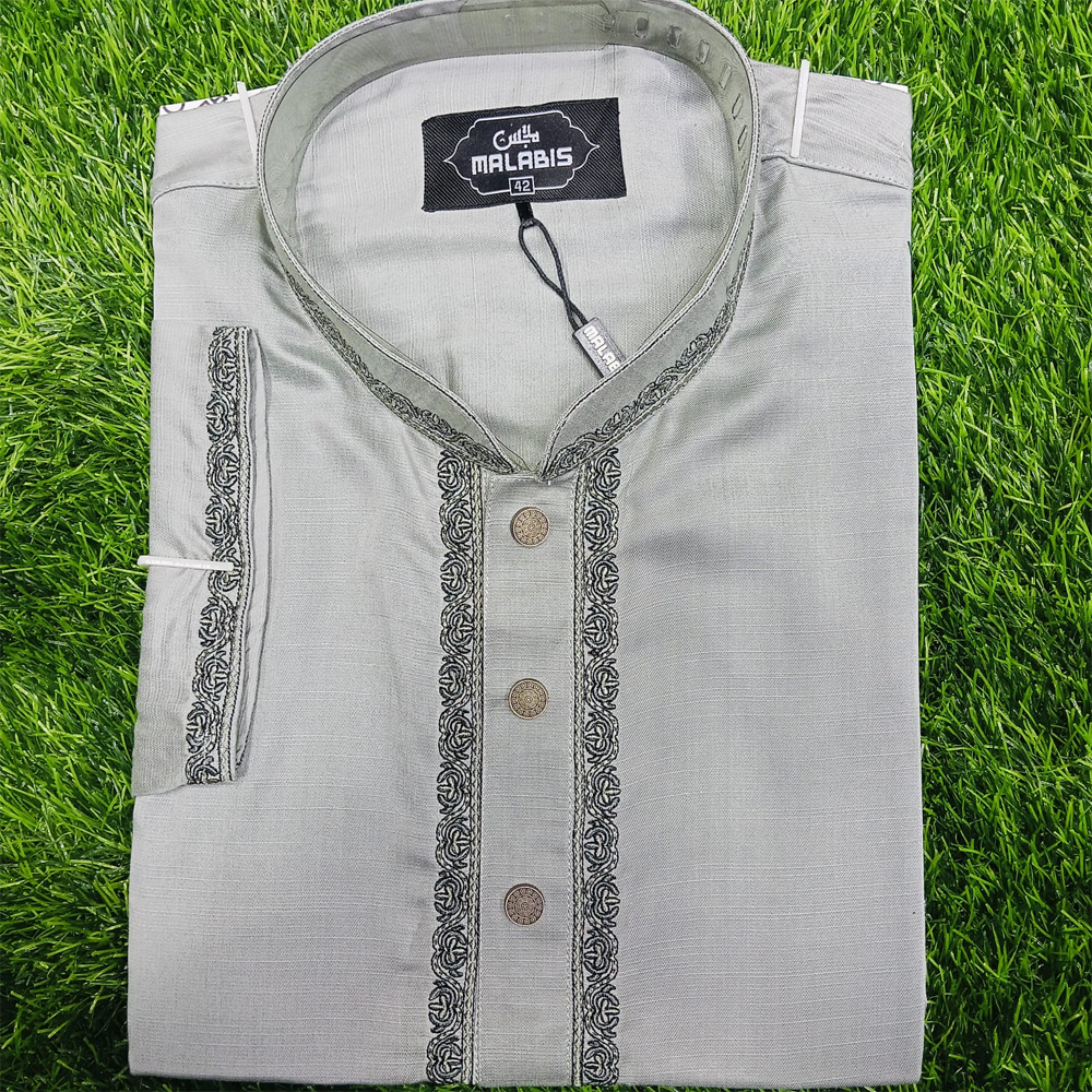 Cotton Embroidery Panjabi For Men - White - 7668