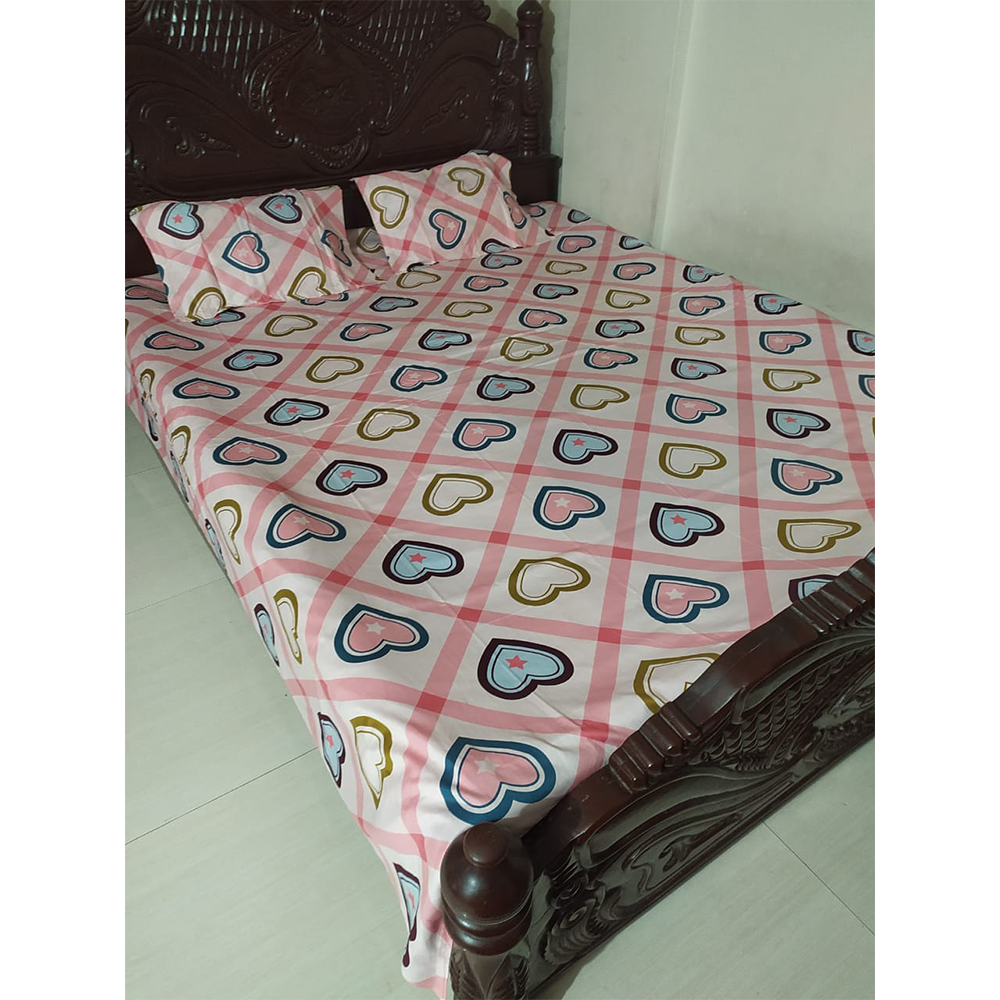 Twill Cotton King Size Double Bed Sheet - Multicolor - BT 16