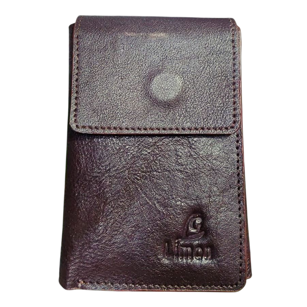 Pure Leather Trifold Short Wallet For Men - Chocolate