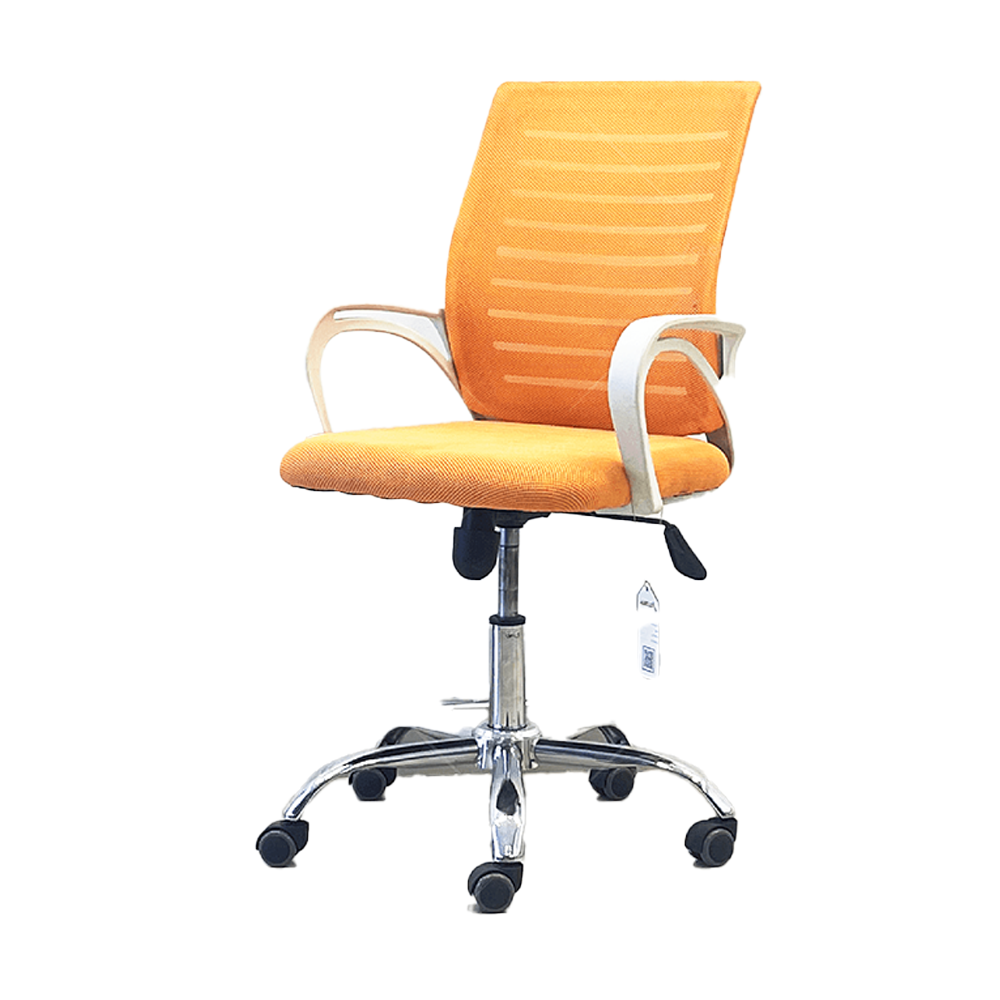 Fabric and Plastic Basic Pro Executive Office Chair - White and Orange