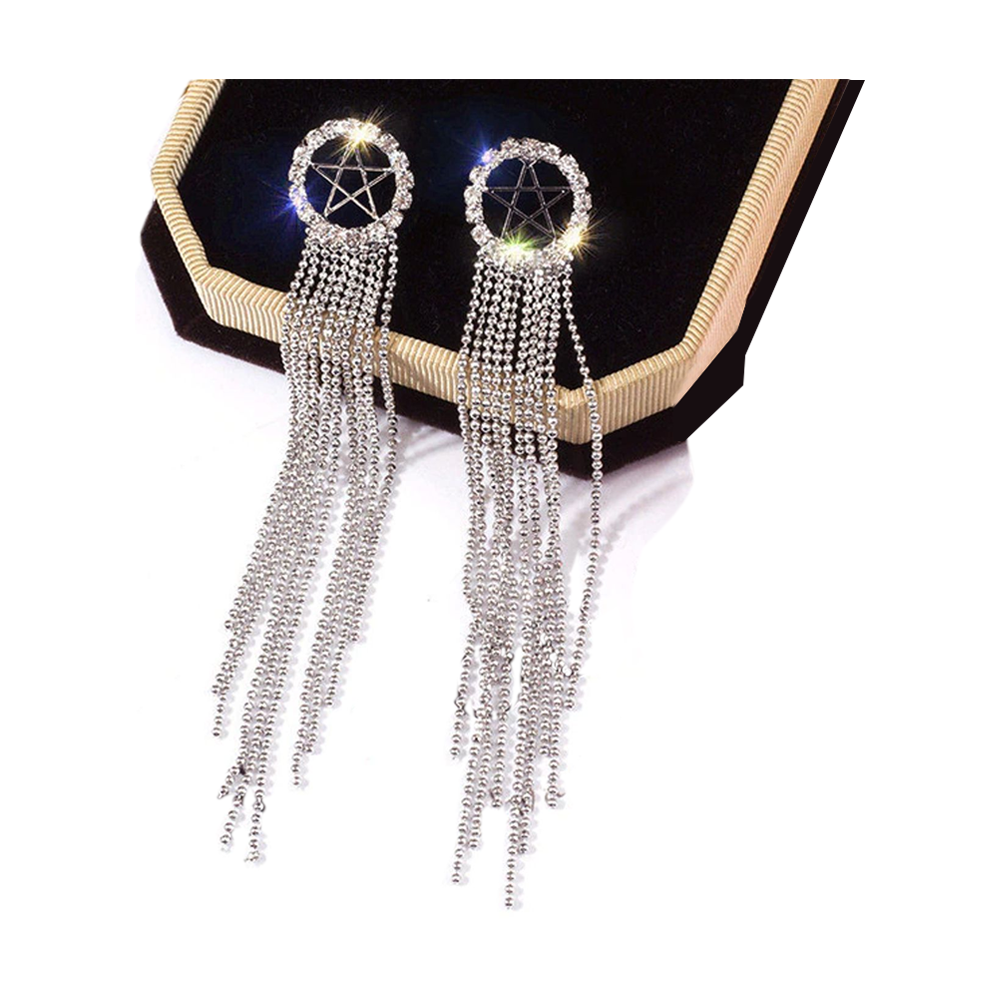 Pentagram Exaggerated High-end Tassel Long Earrings for Women