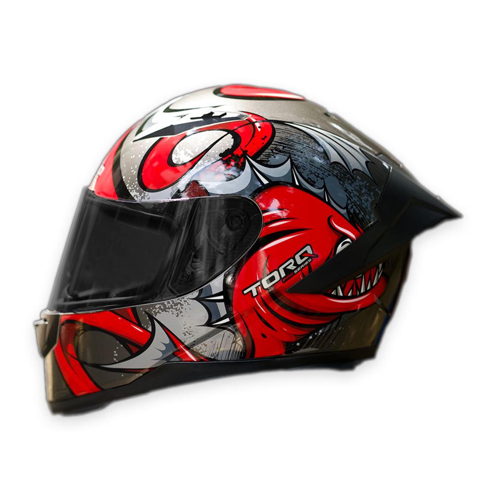 Torq Legend Twisted Full Face Helmets - Red and Black - APBD1022