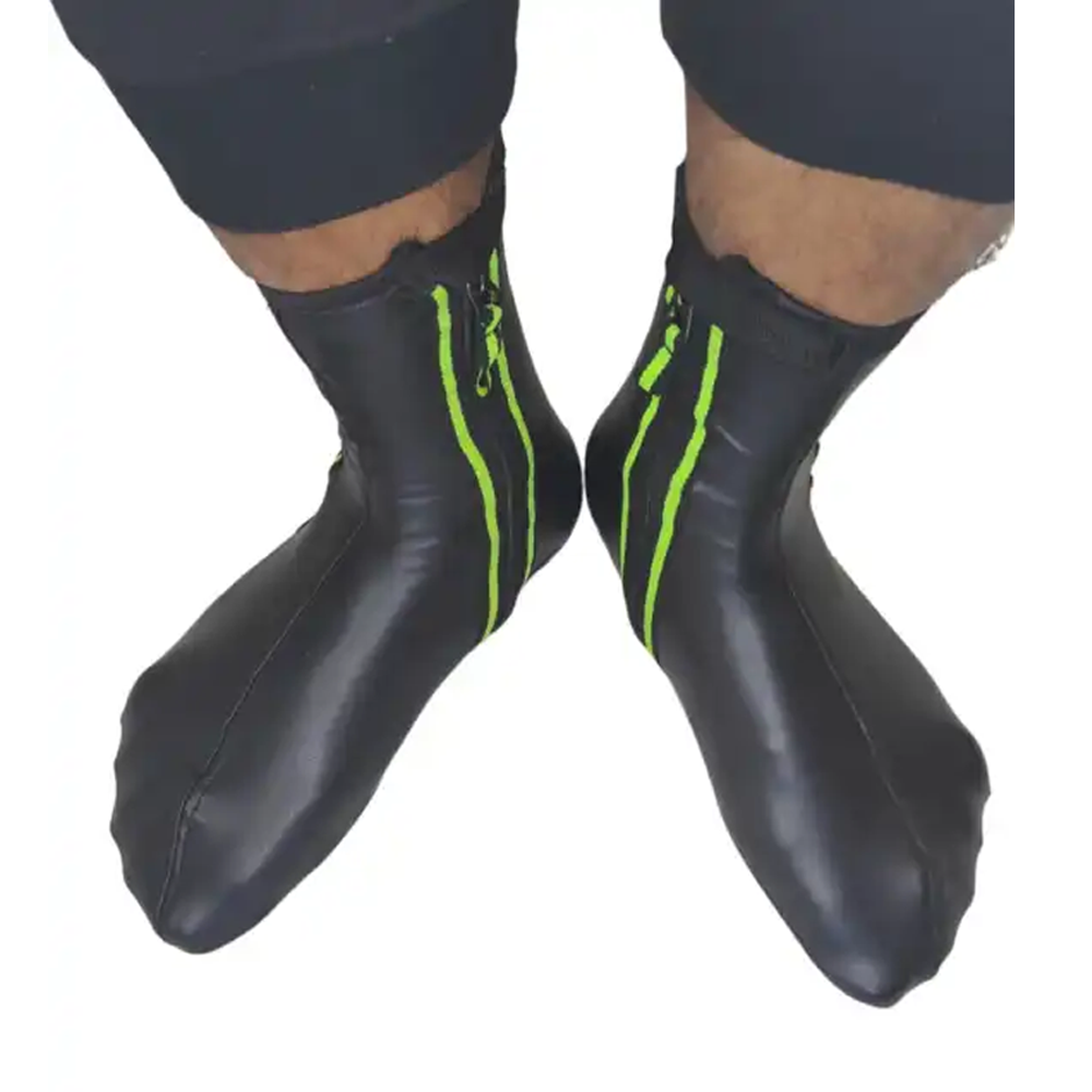 Leather Winter Zipper Socks - Black