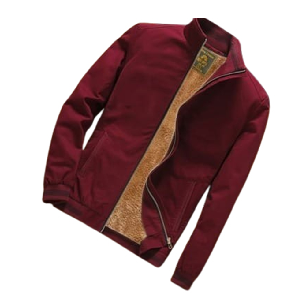 Fleece Micro Fiber Winter Jacket For Men - Maroon - J-137