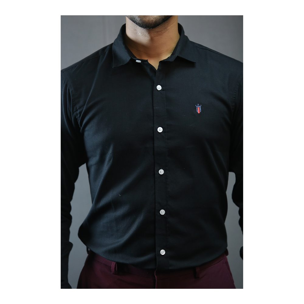 Nagar Exclusive Oxford Cotton Full Sleeve Formal Shirt For Men - Black -  ED30