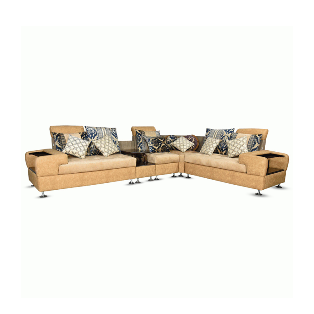 Solid Gorjon Wood Century Corner Sofa - Light Brown