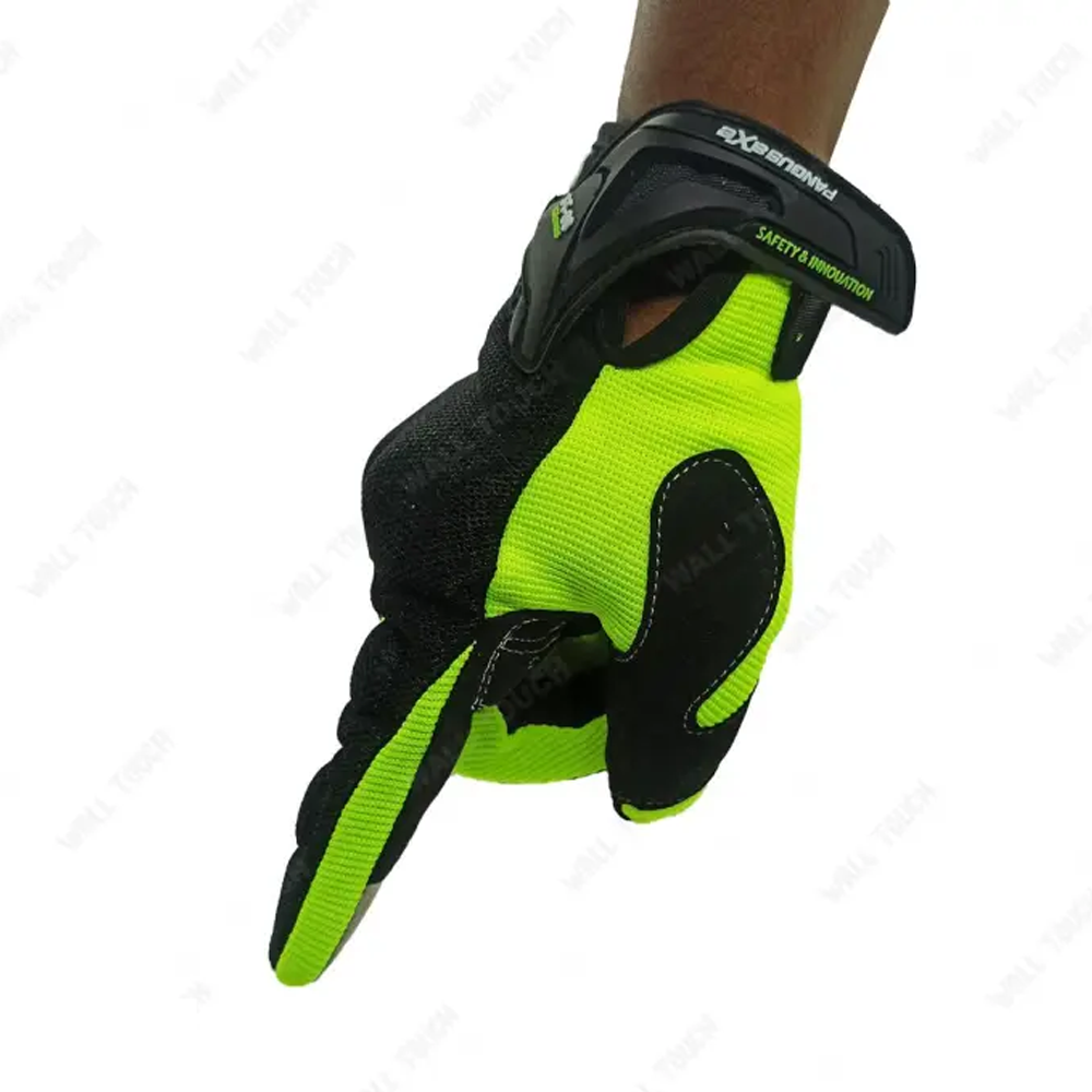 Synthetic Leather Full Finger Racing Gloves With Phone Touch - Green - 249617726