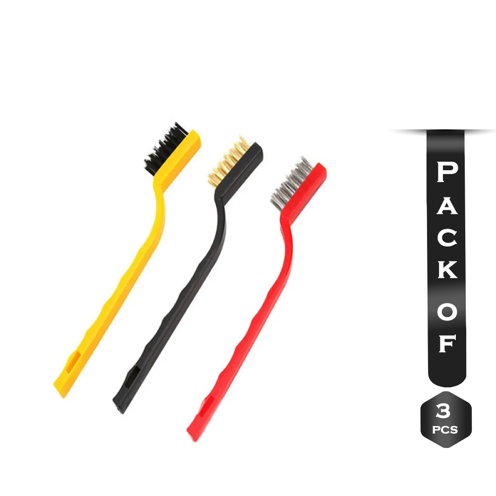 Pack of 3 Pcs Gas Stove Cleaning Wire Brush - Multicolor