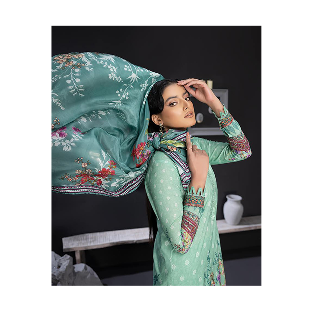 MORJA Embroidered Unstitched Salwar Kameez For Women With Free Mug - A7 - Pest