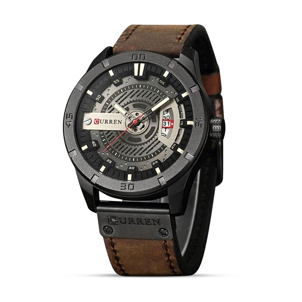 Curren 8301 Analog Clock Watch For Men - Chocolate