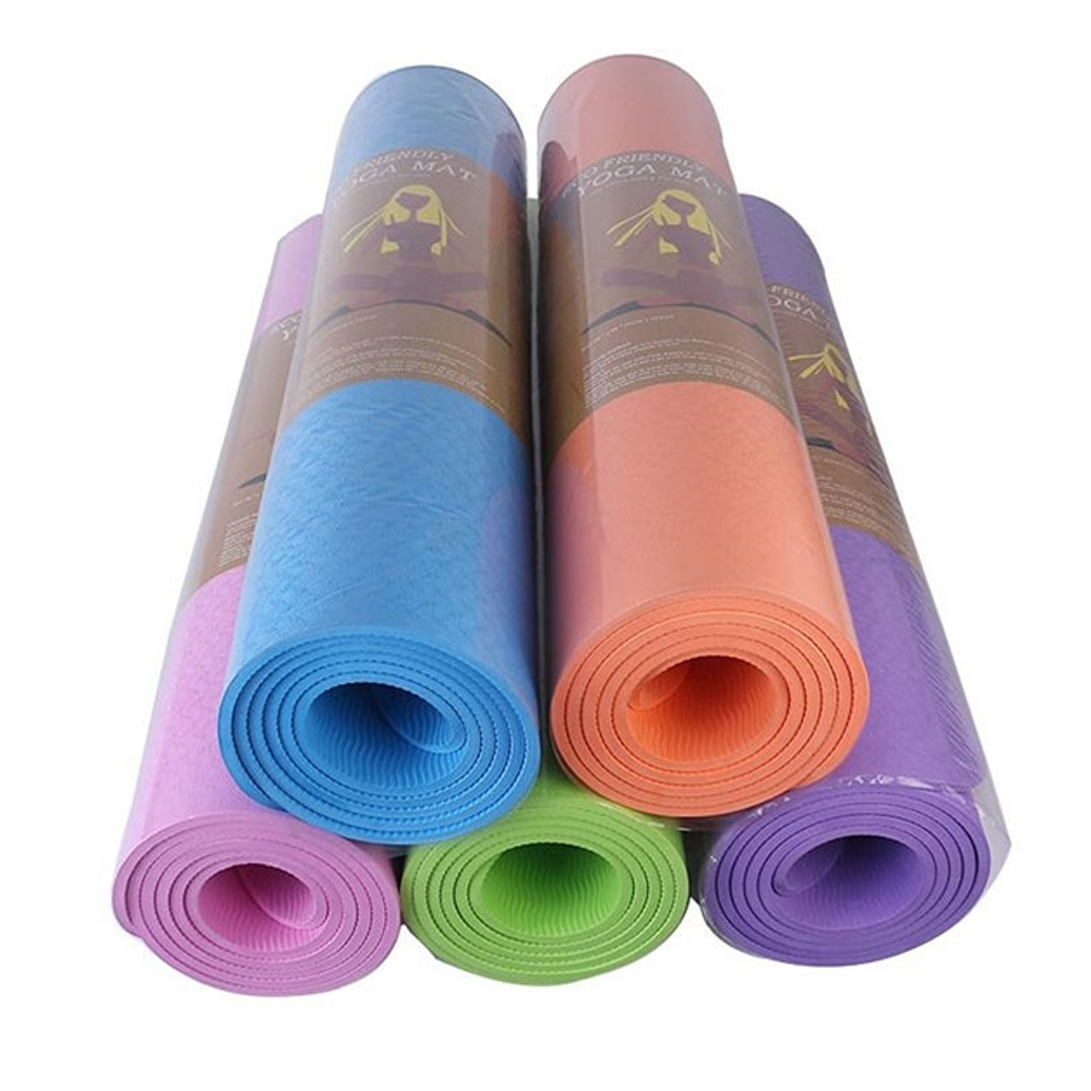 Portable Rubber Yoga Mat - 8mm - 2 Feet x 6 Feet - Multicolor