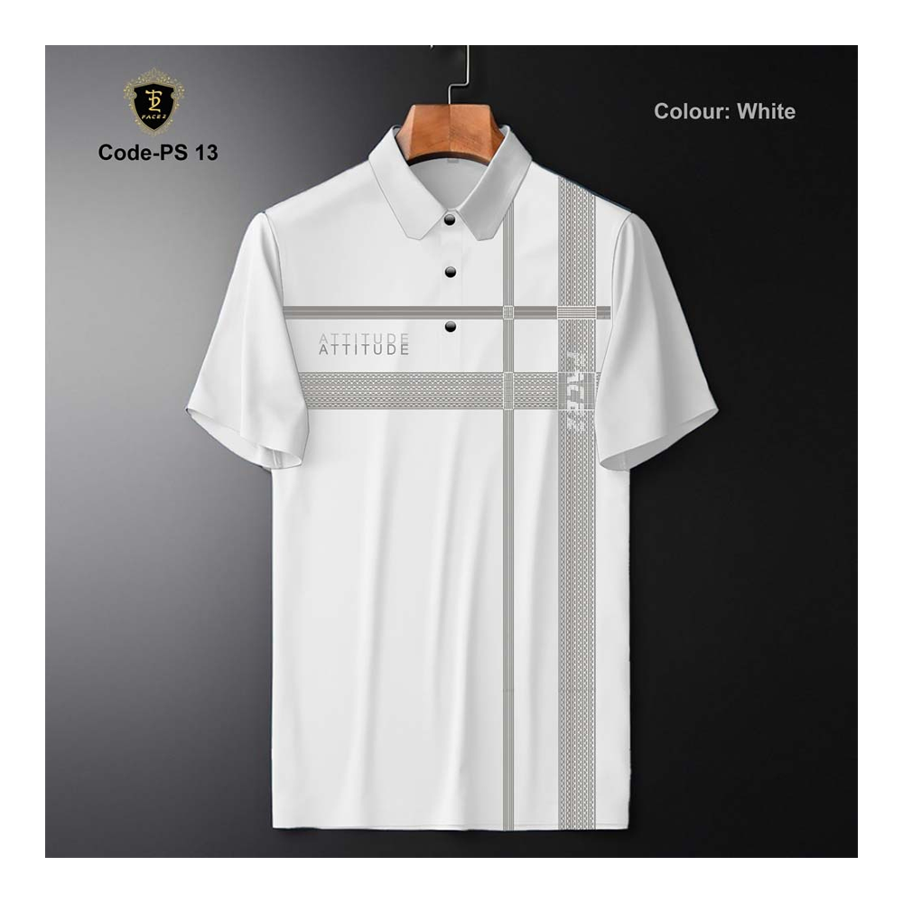 Micro Fiber Half Sleeve Polo T-shirt for Men - White - PS13 