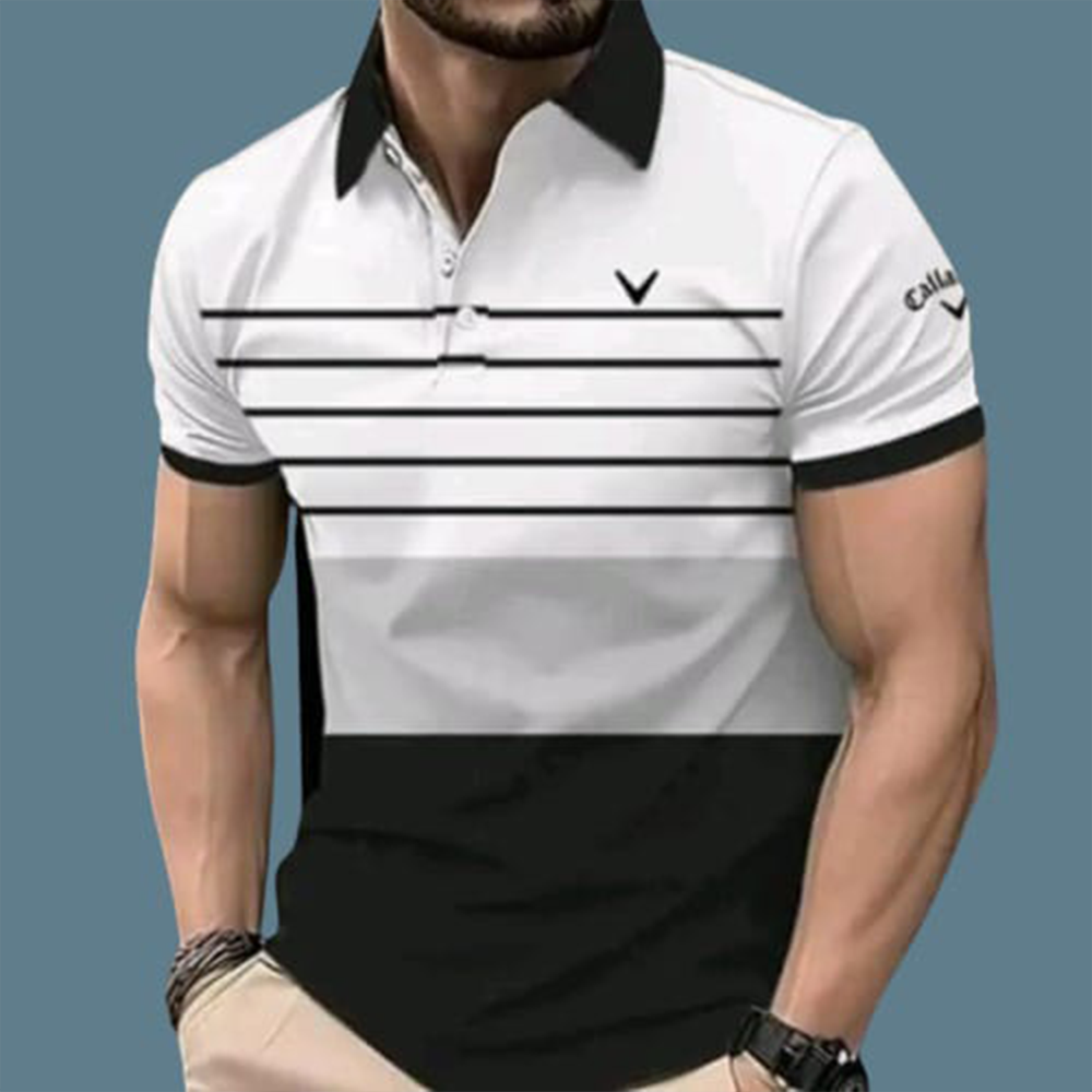 PK Cotton Polo Shirt For Men - White and Black - PT-307