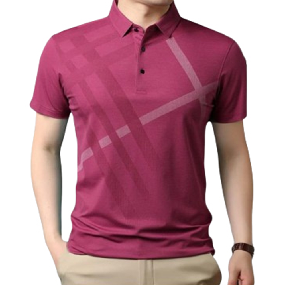 Pique Cotton Half Sleeve Polo For Men - Pink - PT-N5