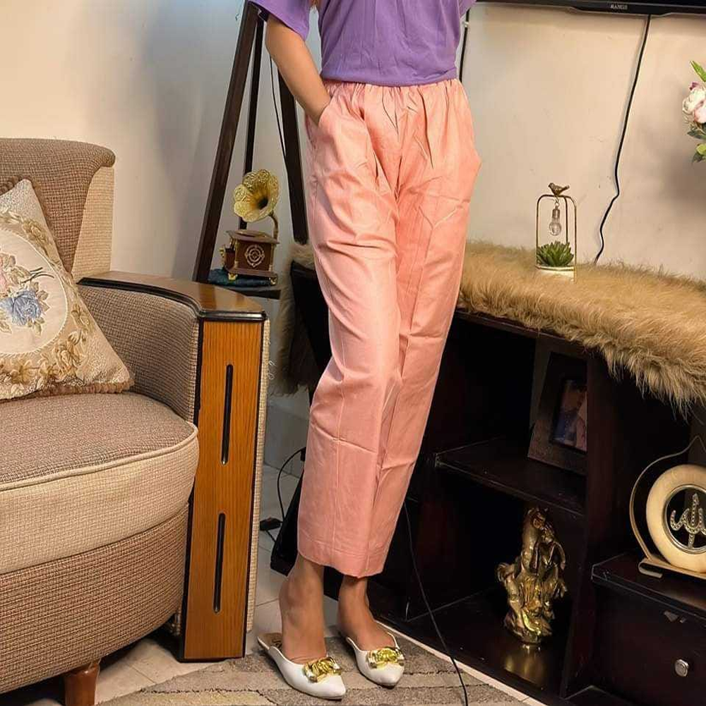 Barish Cotton Pocket Pant For Women - Peach Pink - CPP00197                    