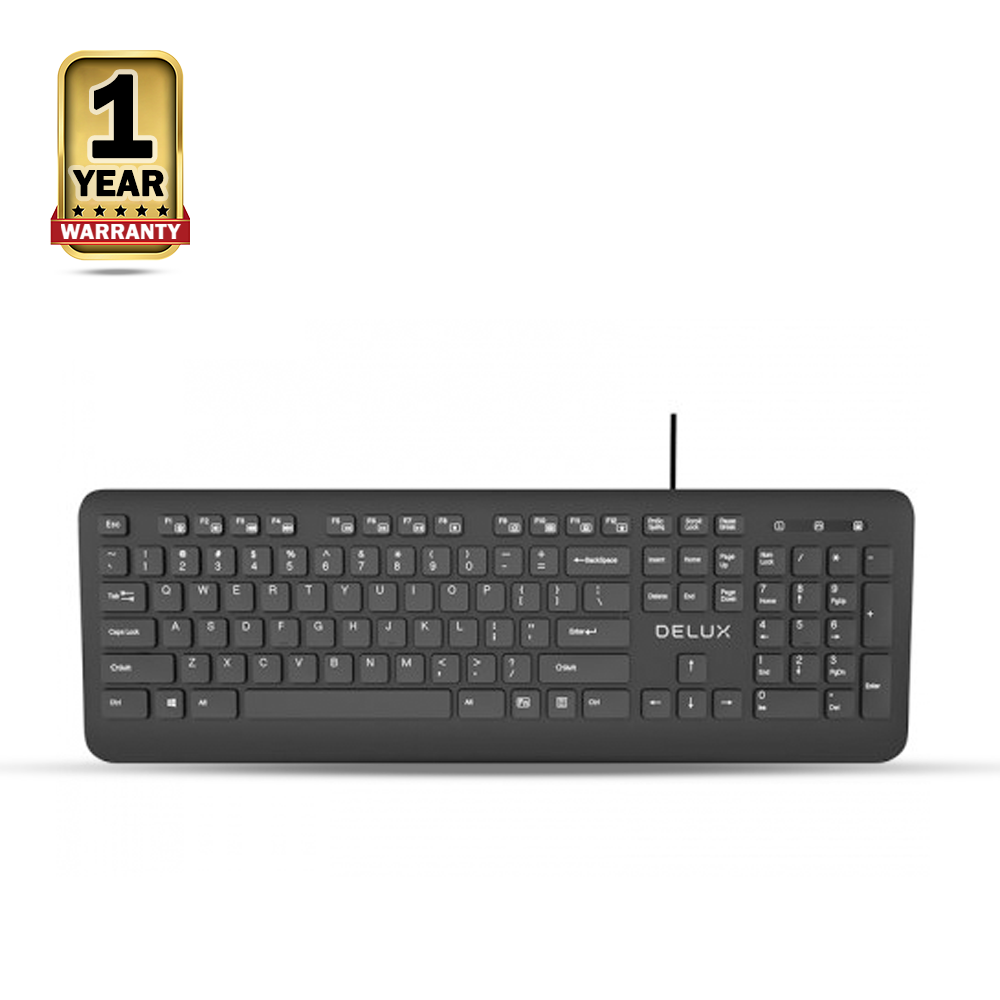 Delux KA193U USB Multimedia Keyboard - Black 