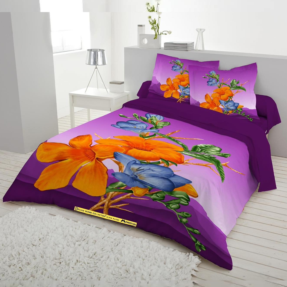 Panel Cotton King Size Bedsheet With Pillow Cover - Multicolor - 192447