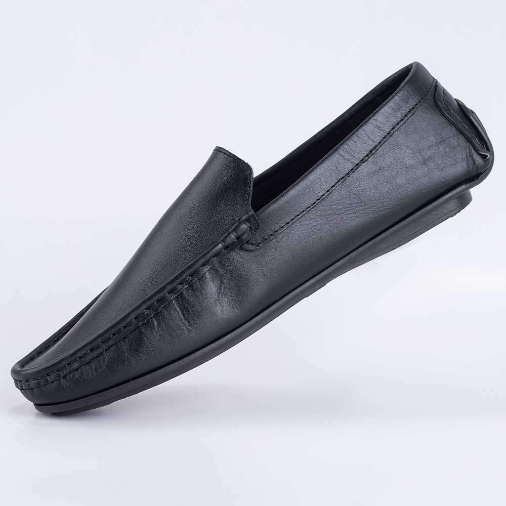 Reno Leather Loafer Shoes For Men - Black - RL3054