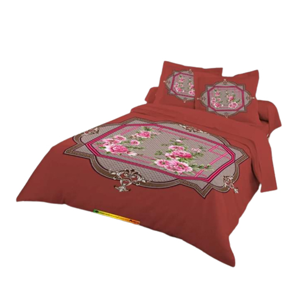 Cotton Panel Double Bedsheet - King Size - Maroon - ST-332
