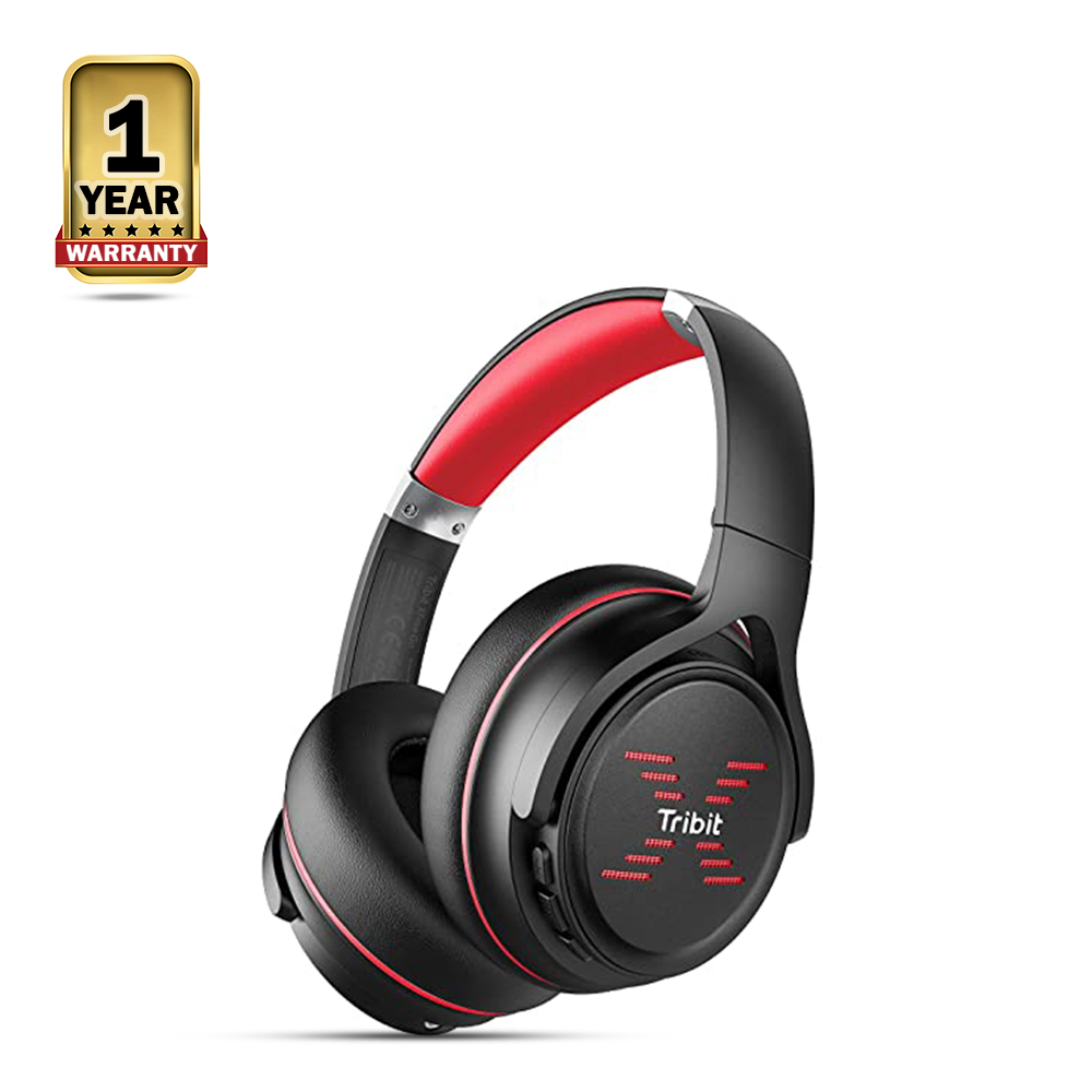 Tribit XFree Go Over Ear Headphones Black And Red