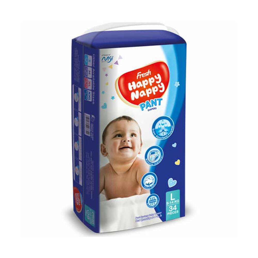 Fresh Happy Nappy Pant Diaper L (9-14 kg) - 34 pcs