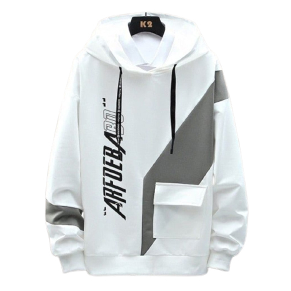 Cotton Hoodie For Men - Ash and White - H-279