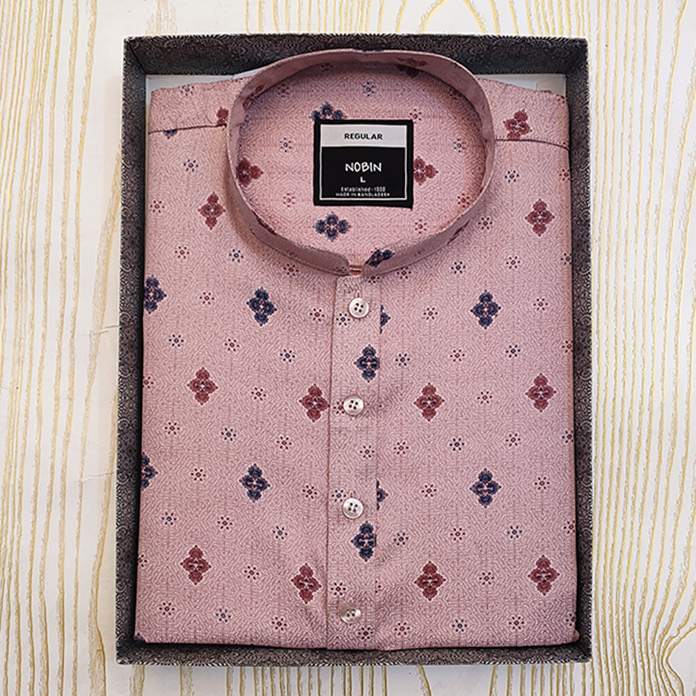 Nobin Cotton Casual Panjabi For Men - Pink - F-203