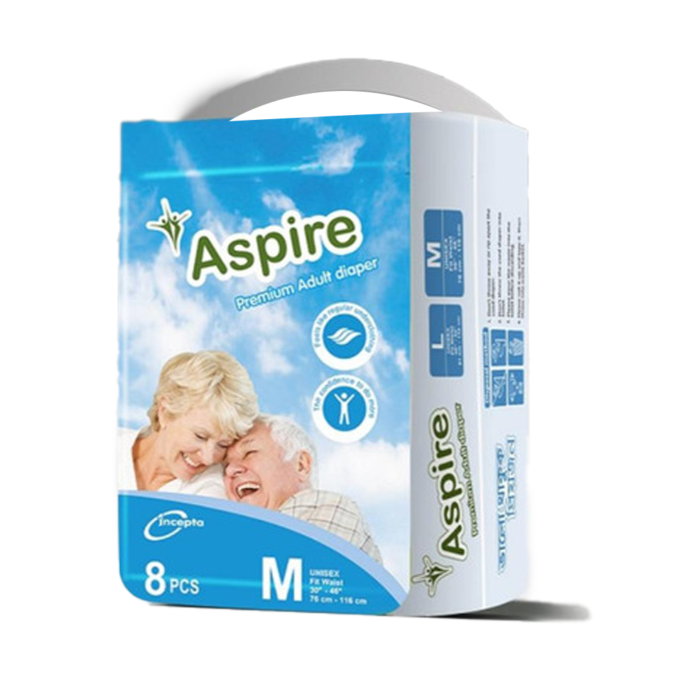 Aspire Adult Diaper Medium - 8 Pcs