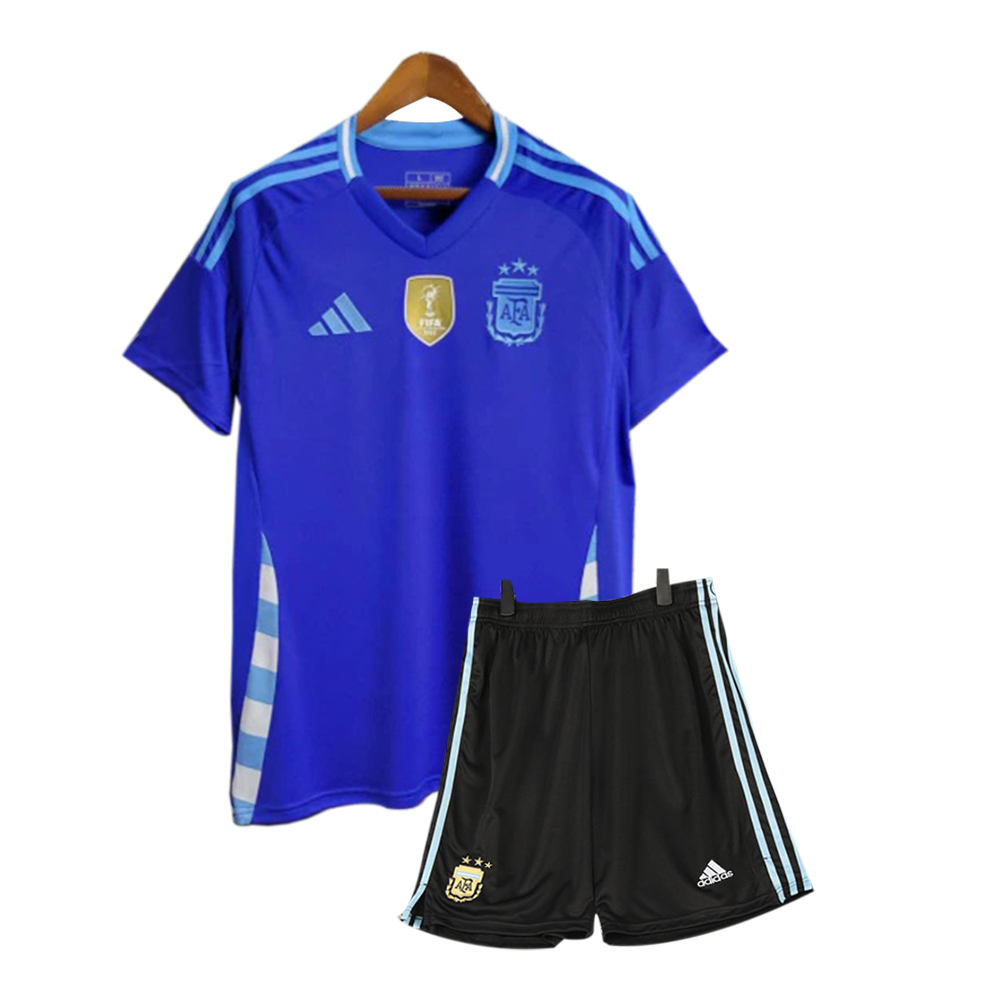 Argentina Copa America Mesh Cotton Short Sleeve Jersey with Shorts 2024 - Blue