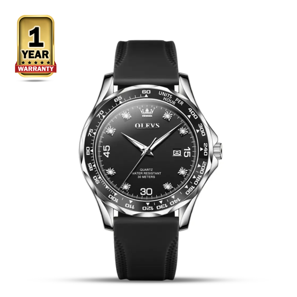 OLEVS 9988 Quartz Luxury Watch For Men - Silver Black
