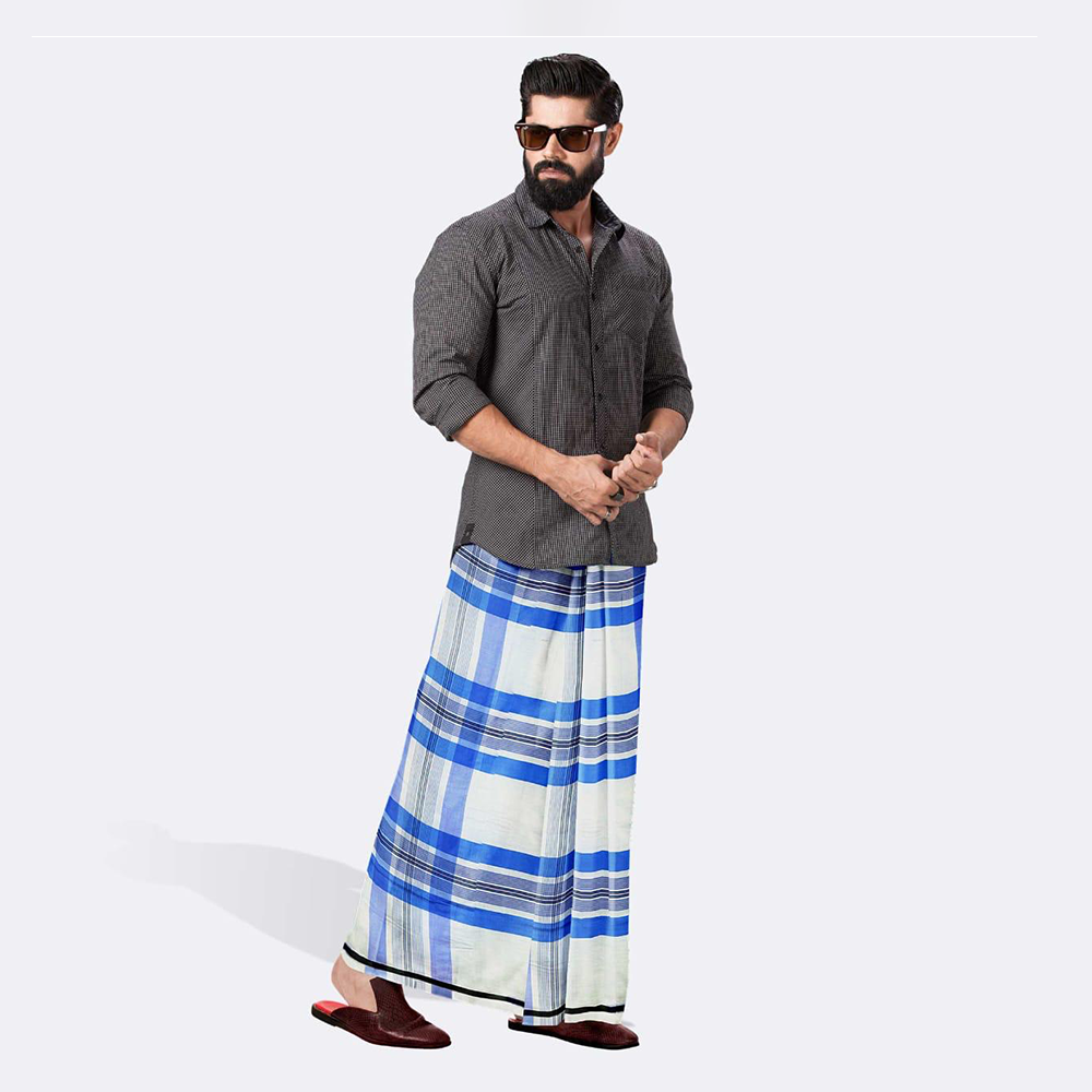 Cotton Checked Lungi for Men - Multicolor - FL118