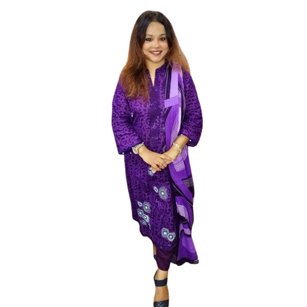 Ganga Cotton Embroidery Boutiques Salwar Kameez For Women - Purple - 3N-H22