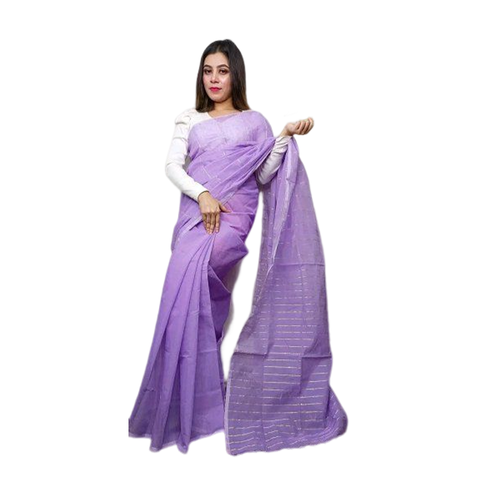 Hand Loom Chumki Saree for Women - Lavender - D02