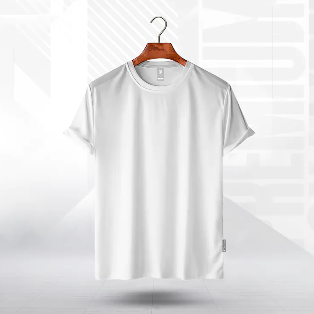 Texpark Combed Cotton Half Sleeve T-Shirt For Men - White - TS-103