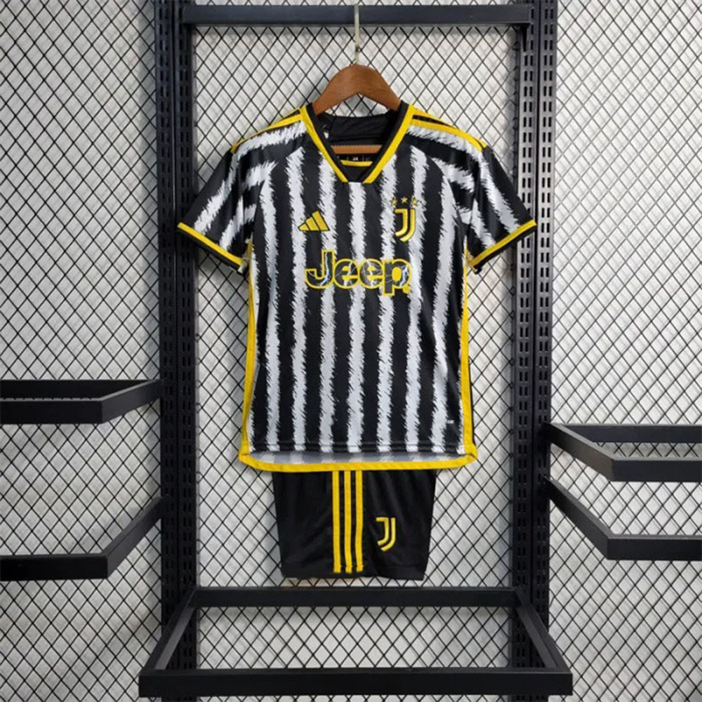 Juventus Mesh Cotton Half Sleeve Fan Version Home Jersey With Short Pant 2023-24 Season