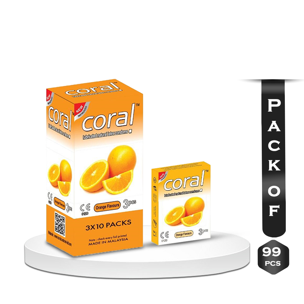 Pack of 99Pcs Coral Orange Flavour Condom